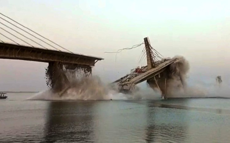 India suspension bridge collapses for a second time