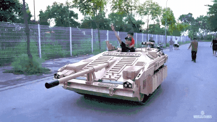 Vietnamese father builds life-sized wooden tank for son