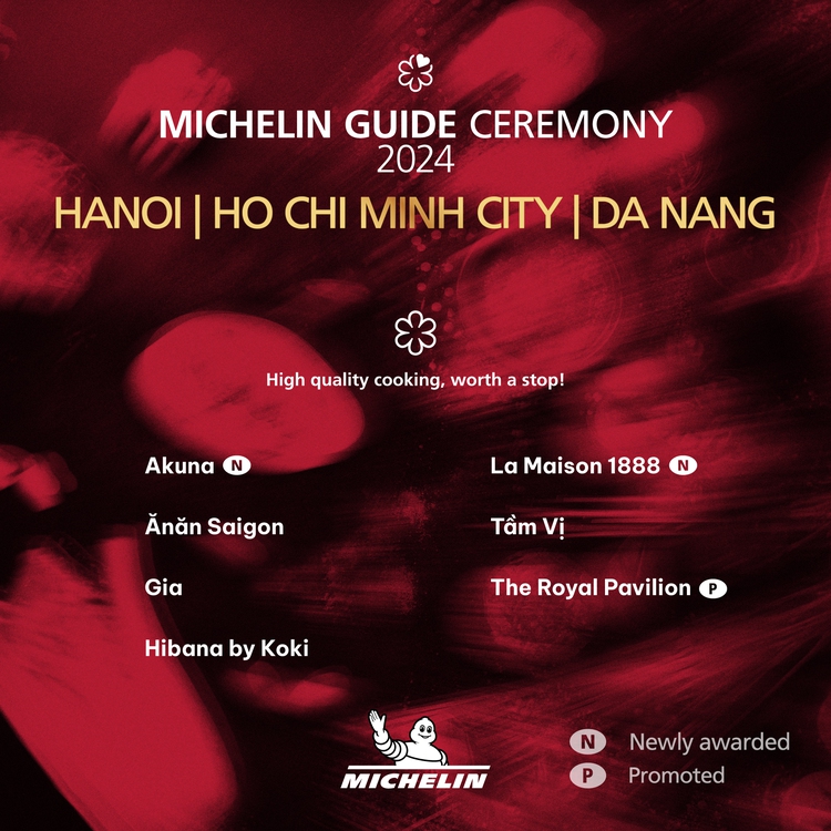164 food establishments recognized in 2024 Michelin Guide Vietnam