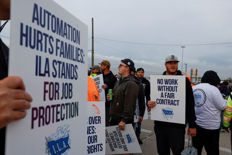 US dockworkers strike, halting half the nation's ocean shipping