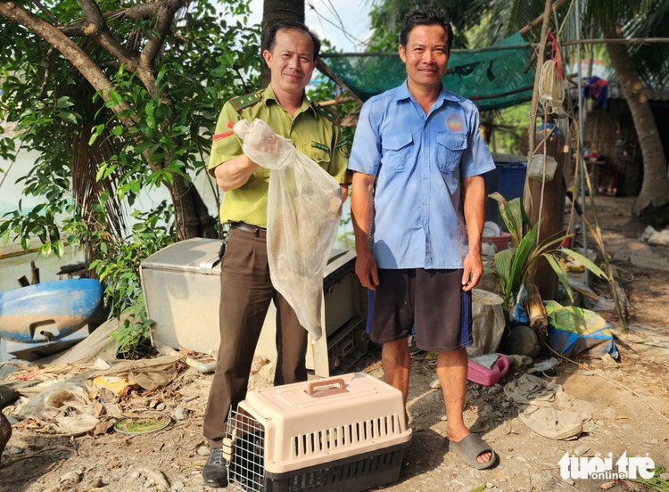 Ho Chi Minh City resident hands over long-tailed macaque with severed tail to forest rangers