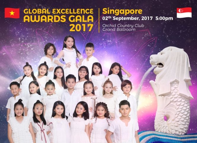 The event’s poster with children from Vietnam participating in performing two fashion collections by Miss Ngoc Han and KK Children.