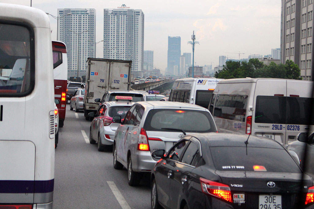 Traffic gridlock on Ring Road 3 in the Vietnamese capital.