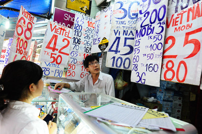 A mobile phone SIM store in Ho Chi Minh City.