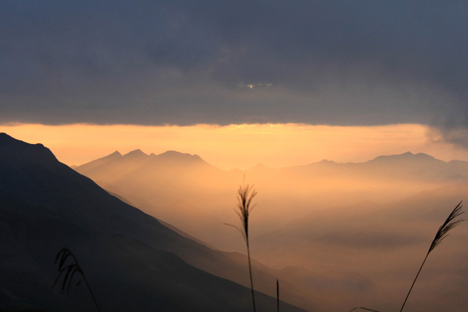 Orange clouds at Hang Dong Village in Son La Province, northwest of Vietnam. Photo: Thu Hue