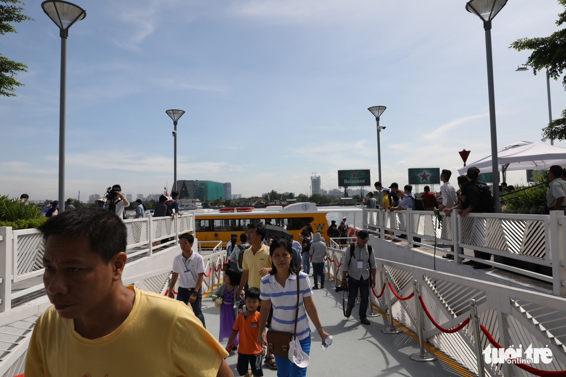 Passengers at Bach Dang Station on November 25, 2017