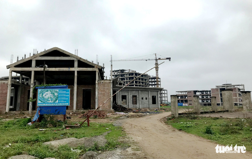 Part of the unfinished hospital is seen in Nam Dinh Province, Vietnam. Photo: Tuoi Tre