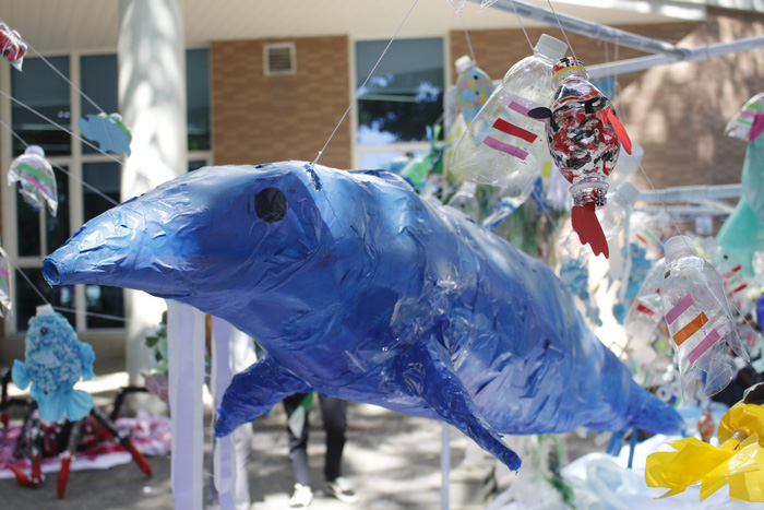Plastic sea animals are seen at the ‘Plastic Monster’ exhibition in Da Nang, Vietnam, June 30 and July 1, 2018. Photo: Tuoi Tre