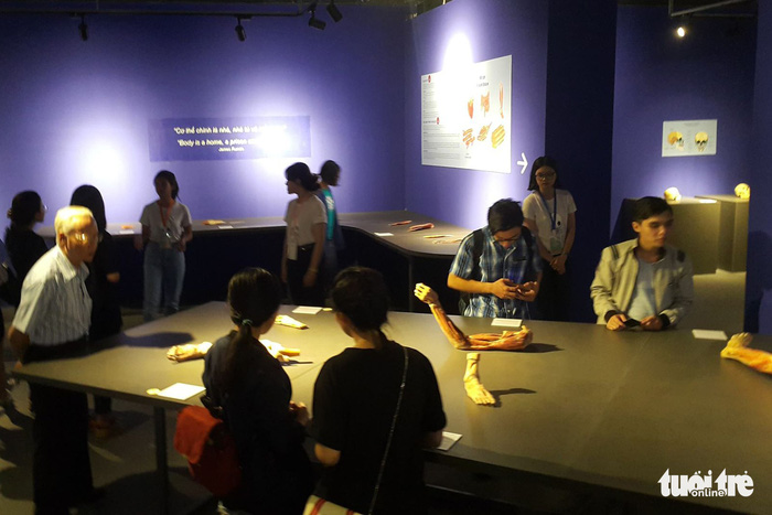 Visitors watch preserved human organs at an exhibition in Ho Chi Minh City. Photo: Tuoi Tre