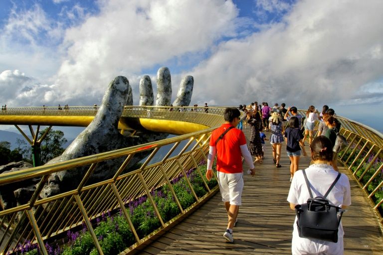 Visitors walk on Golden Bridge in Da Nang, Vietnam. Photo: AFP