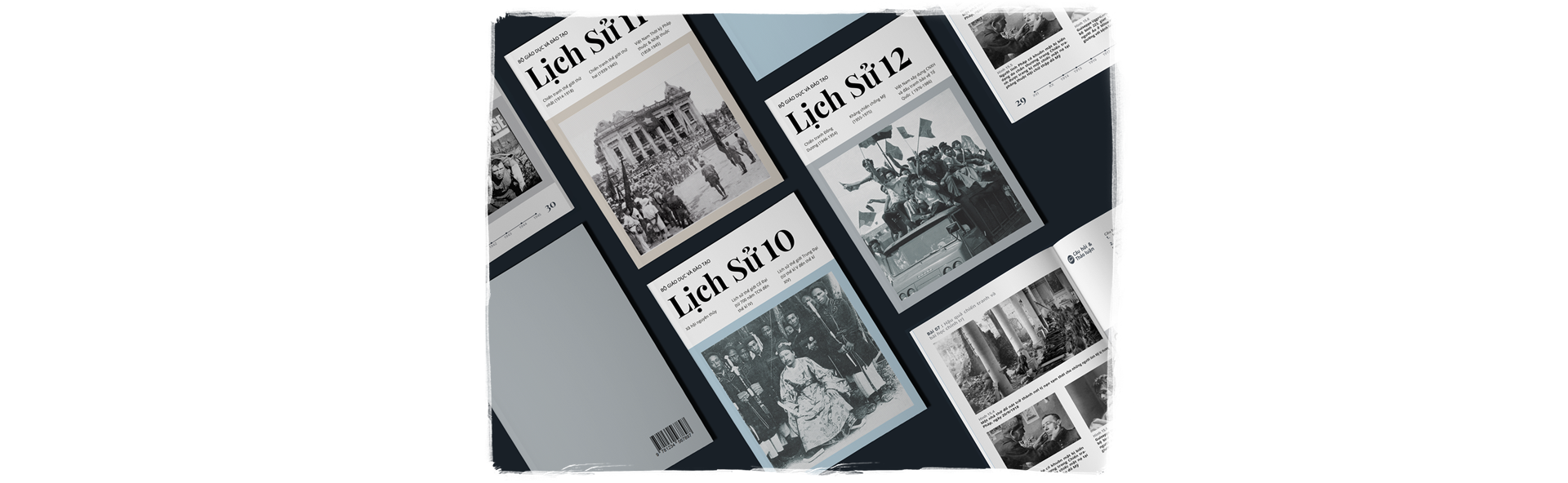 Doan Nguyen Phuong Danh’s versions of high-school history textbooks. Photo: Tuoi Tre