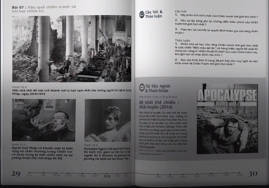 Two pages of a history book redesigned by Doan Nguyen Phuong Danh. Photo: Tuoi Tre