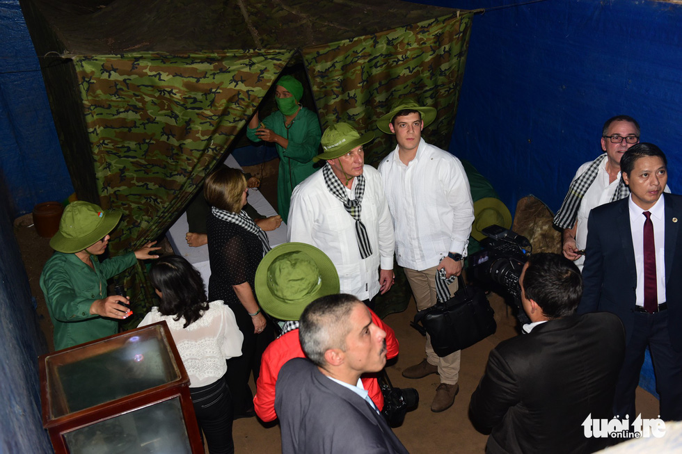The Cuban leader tours a medical facility inside the tunnels.