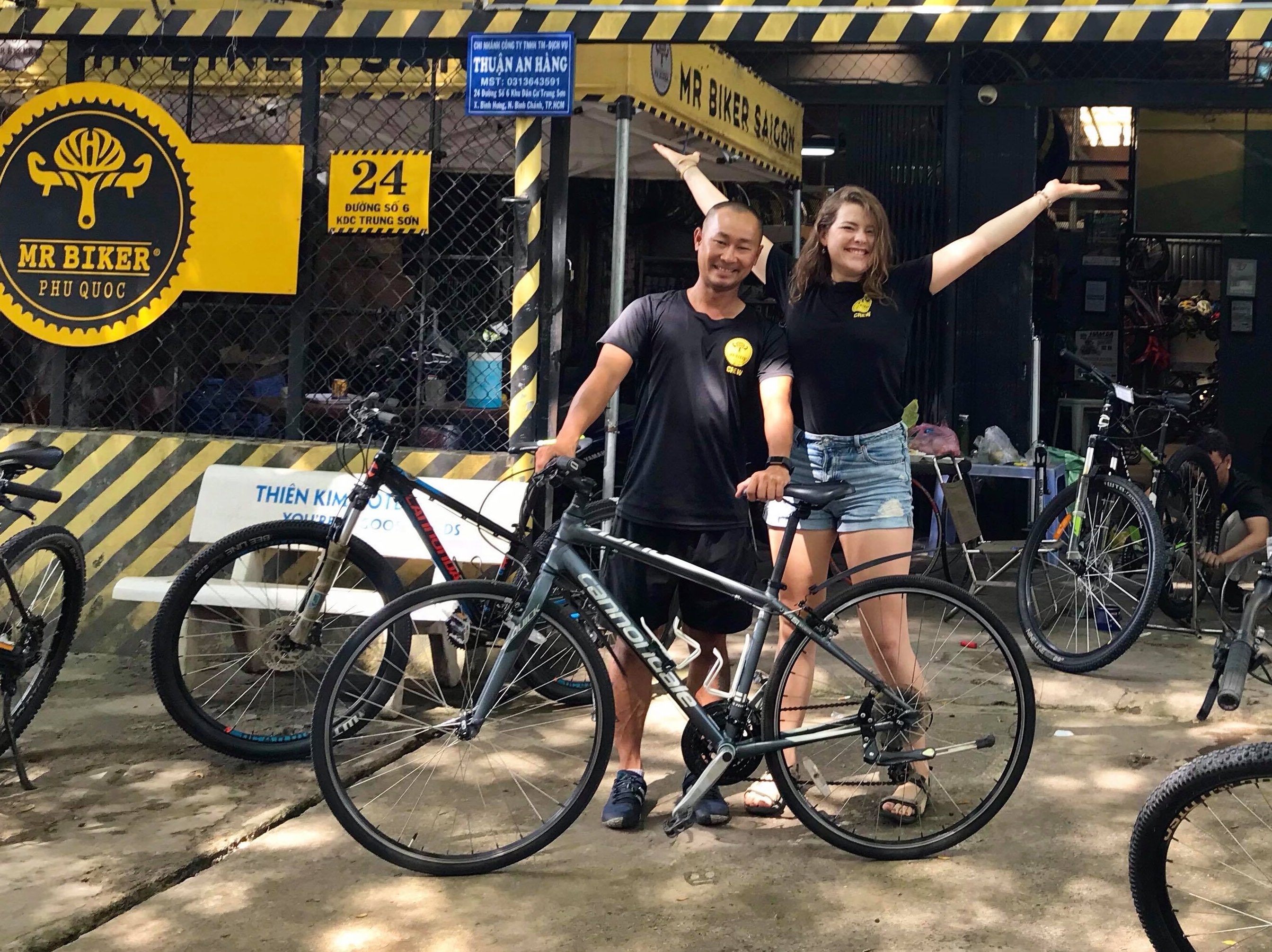 Rita Rasimaite and her friend are seen in a photo she posted on Facebook to announce the reunion with her bike on November 21, 2018.
