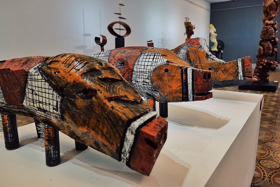 Ku Kao Khai’s pig sculptures are displayed at an exhibition in Ho Chi Minh City, Vietnam, December 2018. Photo: Tuoi Tre