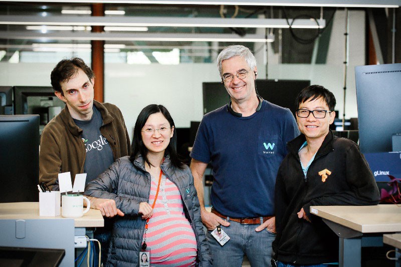 Le Viet Quoc (first right) poses for a picture with other members of a group developing technology for self-driving cars.