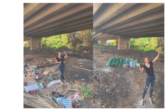  Huong Ly, Vietnam Next Top Model winner, participates in #Trashtag challenge to support good actions that benefit the community. Photo: Supplied
