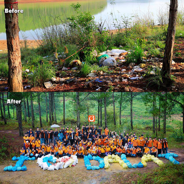  A backpacking group in Da Lat cleans up during their trip. Photo: Supplied