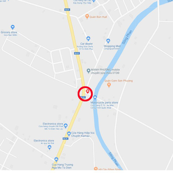 A map detailing the location where the accident happened