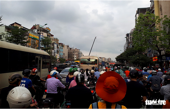 A section of Truong Chinh Street in Hanoi is congested on April 26, 2019. Photo: Ha Thanh / Tuoi Tre