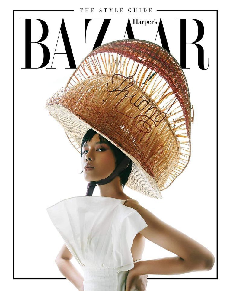Cover of Harper's Bazaar magazine, featuring Leinné's couture hat. Photo: instagram
