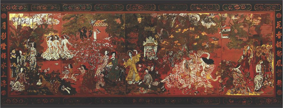 ‘Vuon Xuan Trung Nam Bac’ by Vietnamese painter Nguyen Gia Tri before cleaning. Photo: Ho Chi Minh City Fine Arts Museum