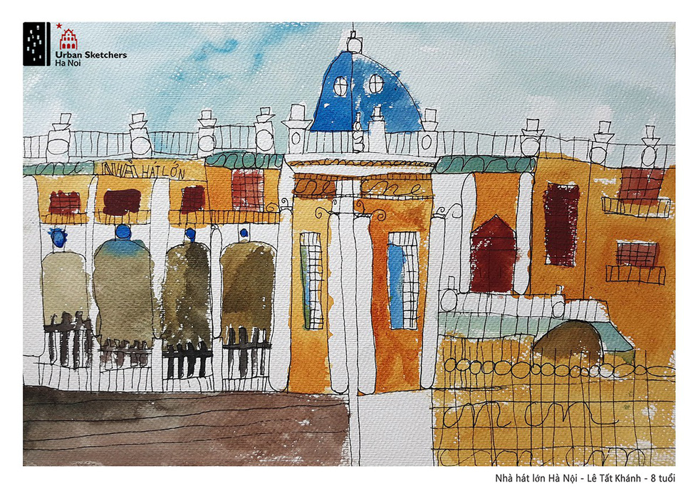 A painting by Tat Khanh Hanoi Opera House in Hoan Kiem District