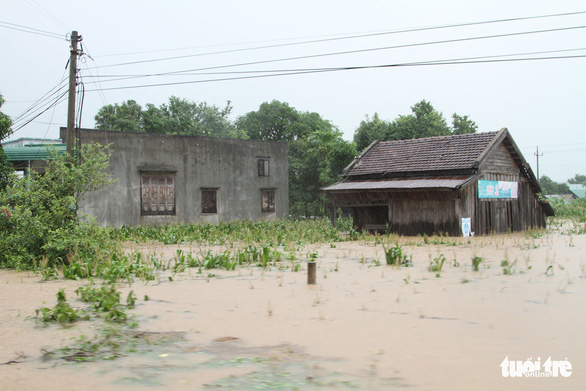 Crops and houses are submerged due to heavy rain. Photo: Tr.Tan / Tuoi Tre