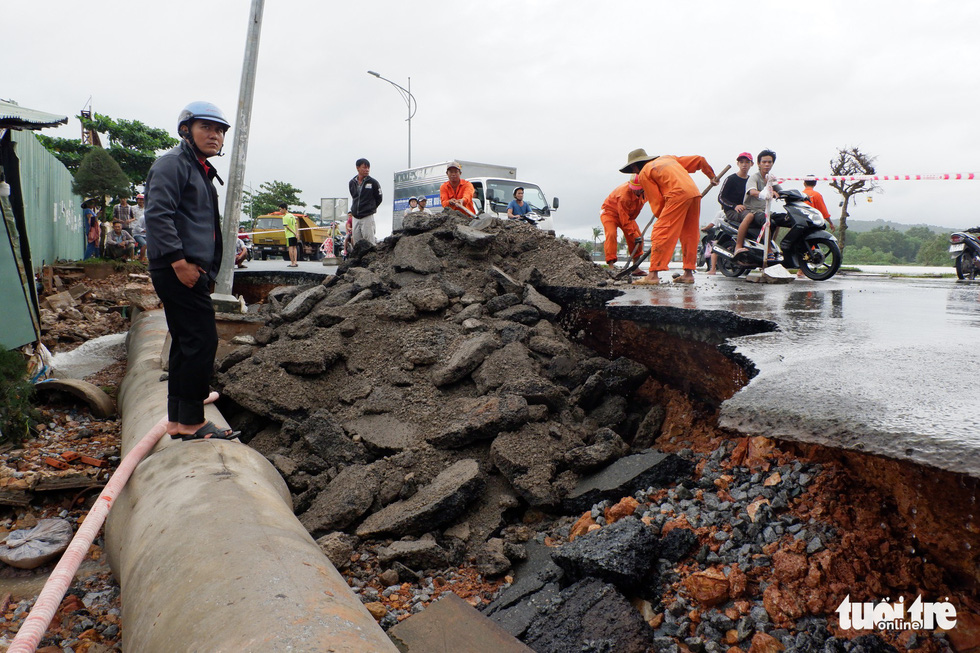 A damaged street is being prepared.