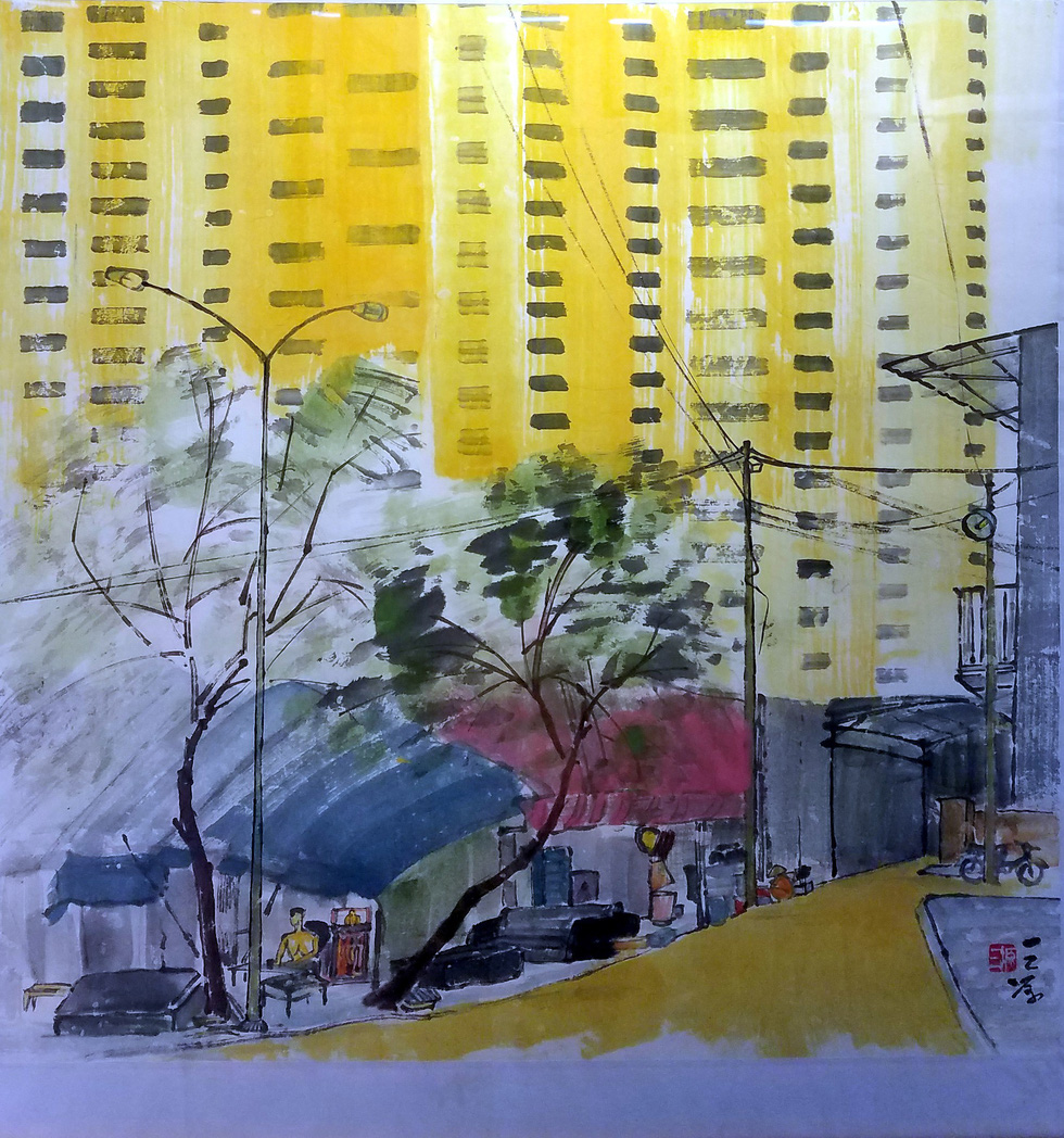 The painting Hem Sai Gon (Alley in Sai Gon) by artist Huynh Phong