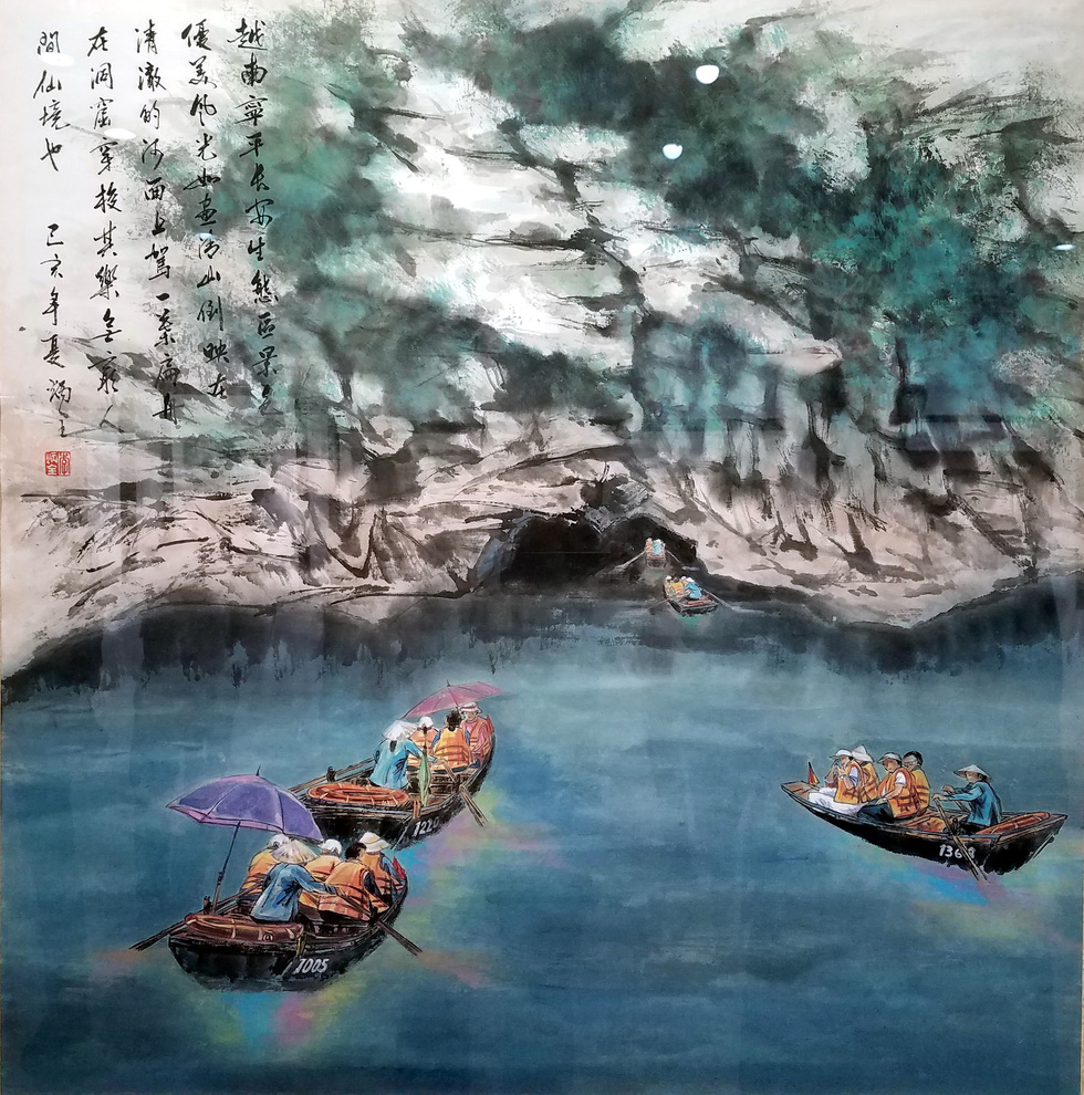 The painting Phong canh Trang An (Landscapes in Trang An) by artist Ly Binh Toan