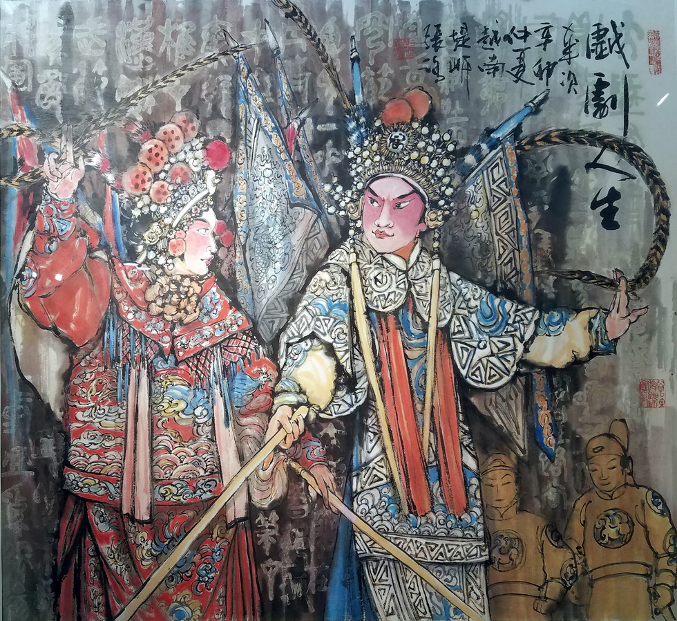 The painting San khau doi nguoi (The stage of human life) by artist Truong Lo