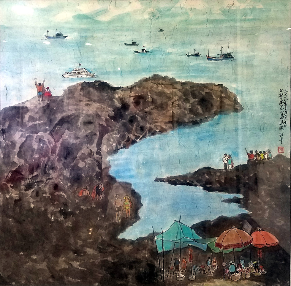 The painting Trien vong Dao Ly Son (Potential of Ly Son Island) by artist Huynh Tuan Ba