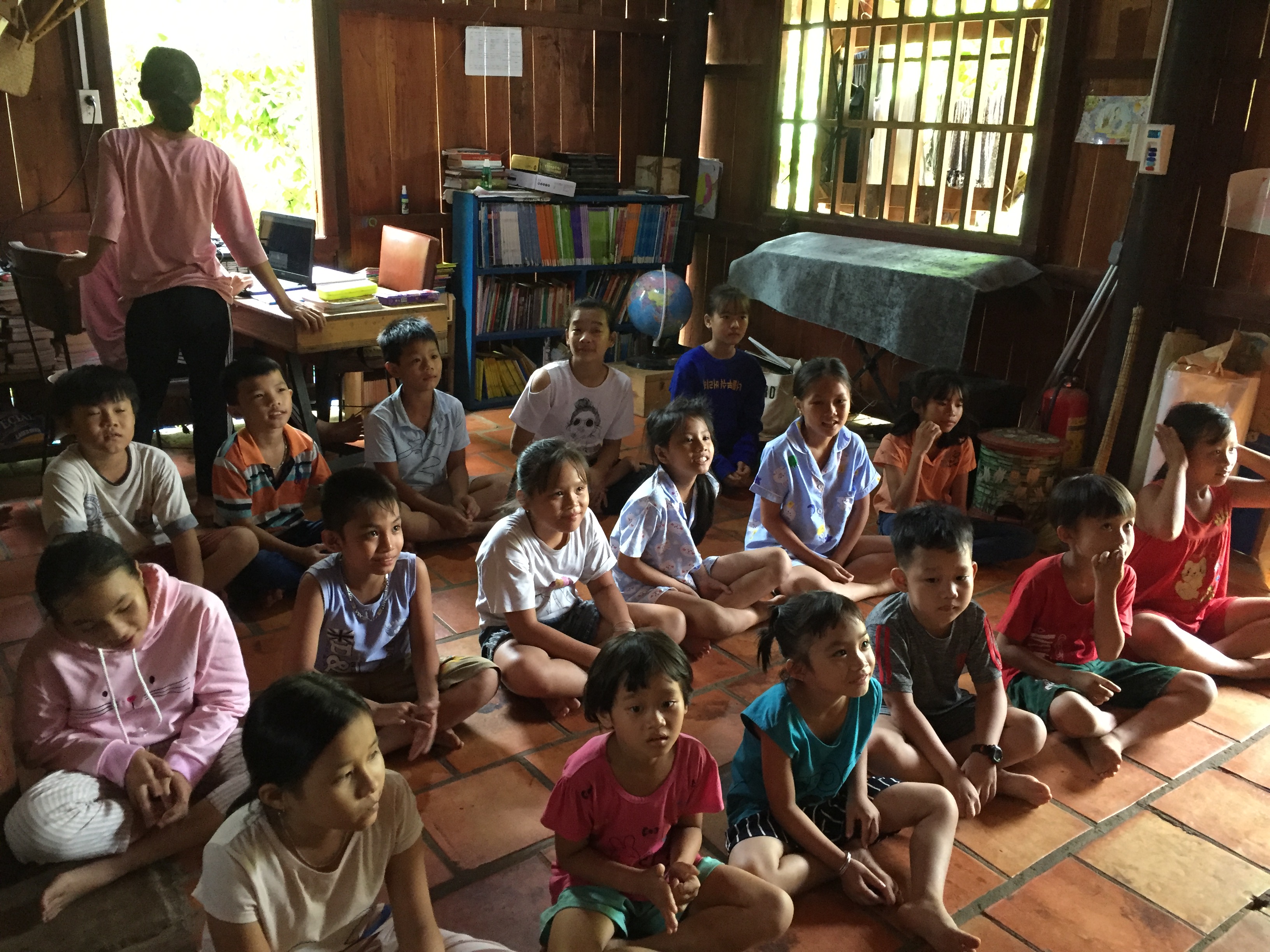 Kids learn about breathing and meditation to increase concentration for learning. Photo: Nui Tuong Education Project