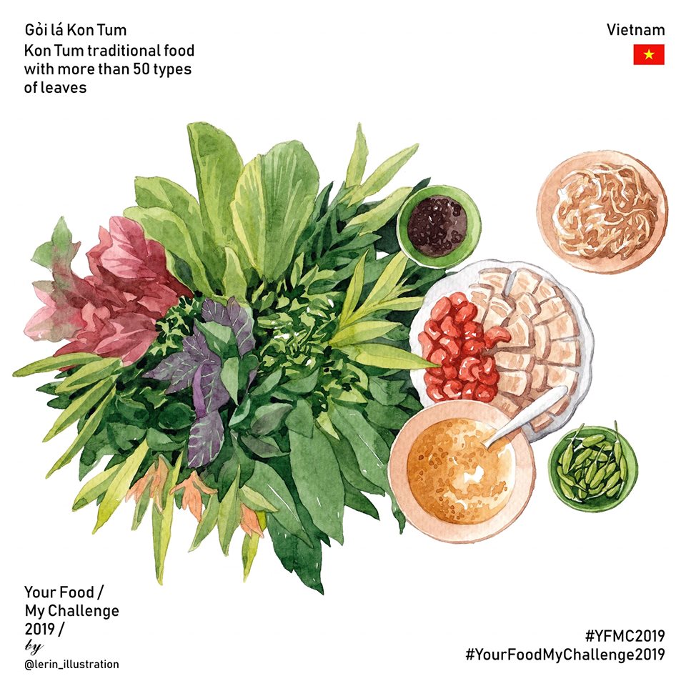 Kon Tum leave salad illustrated by Le Rin