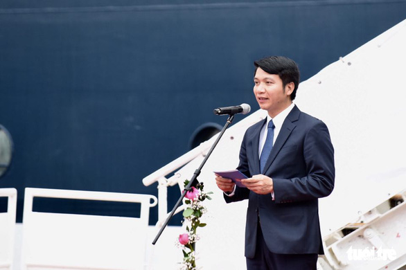 Nguyen Ngoc Luong, secretary of the Central Committee of the Ho Chi Minh Youth Union and vice chairman of the National Council of Youth, speaks at the reception ceremony for the SSEAYP 2019 at Cat Lai Port in District 2, Ho Chi Minh City, November 10, 2019. Photo: Duyen Phan / Tuoi Tre
