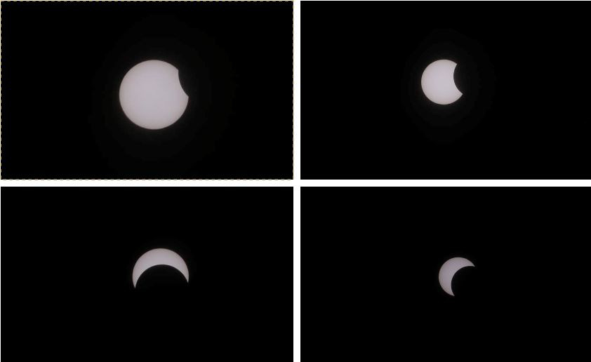 Four phases of a solar eclipse as seen from Ho Chi Minh City on December 26, 2019. Photo: Chan Hung / Tuoi Tre
