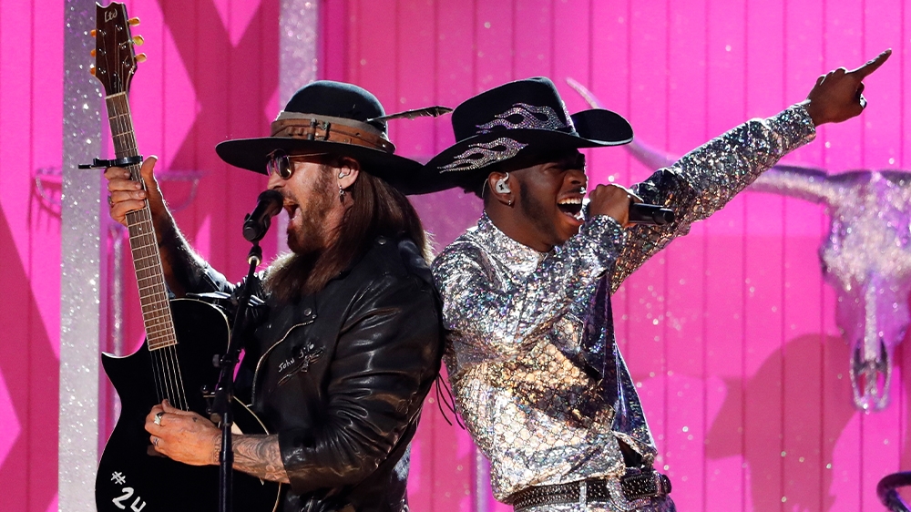 Billy Ray Cyrus and Lil Nas X performed at the 62nd Grammy Awards in Los Angeles, California, U.S. on January 26, 2020. Photo: Reuters