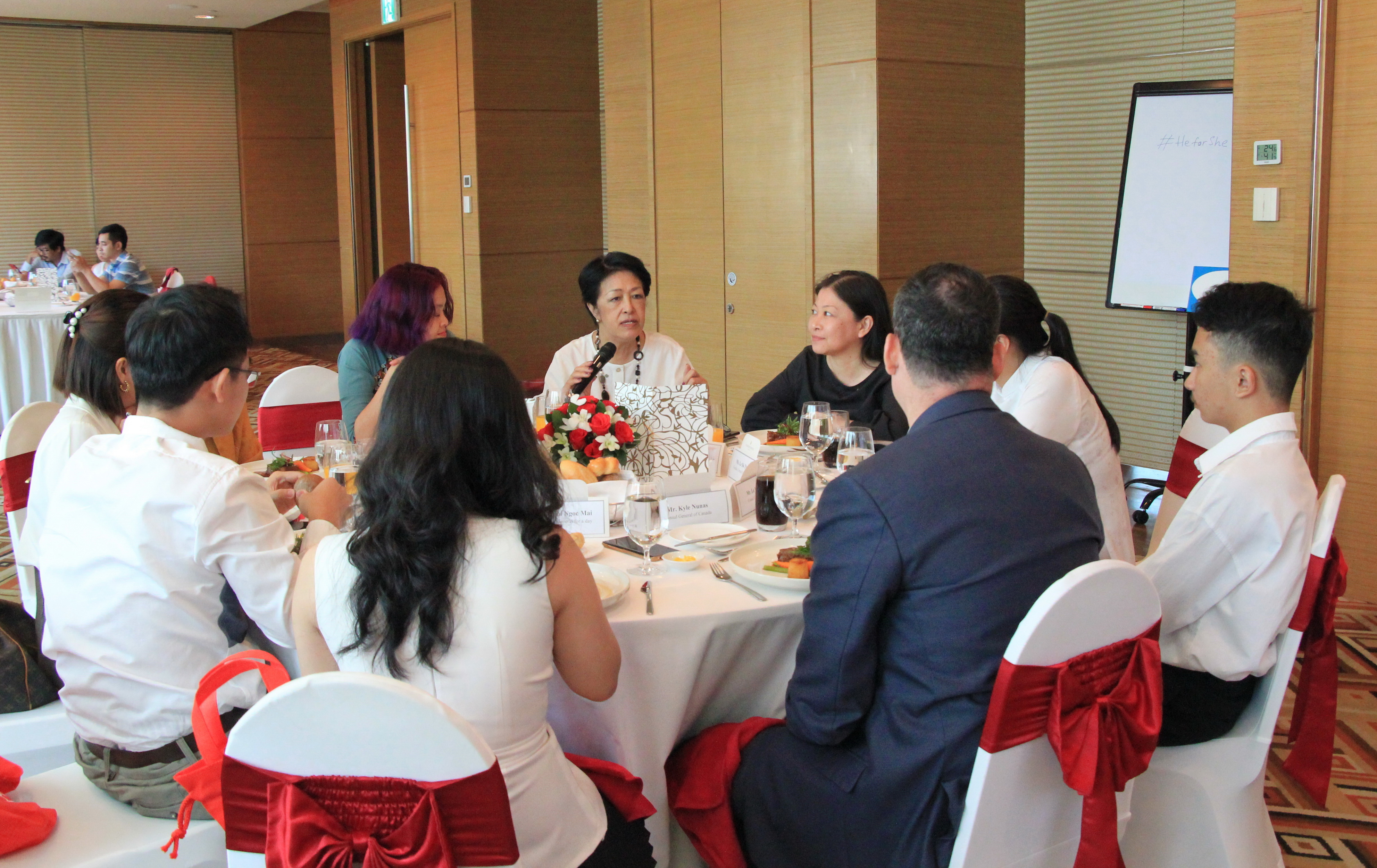 Ton Nu Thi Ninh, President of the Ho Chi Minh City Peace Committee speaks at the luncheon on February 19, 2020 in Ho Chi Minh City. Photo: Dong Nguyen/ Tuoi Tre News