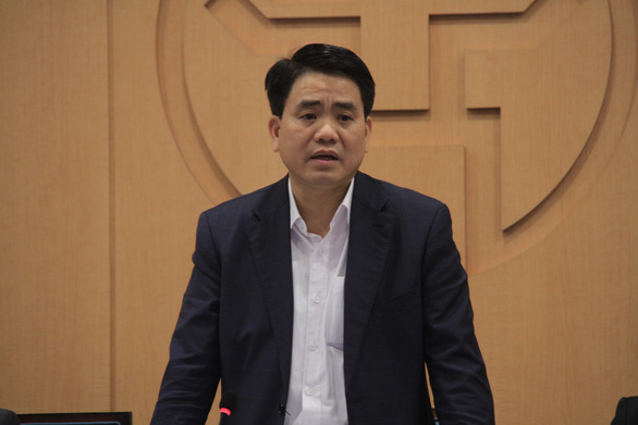 Hanoi chairman Nguyen Duc Chung speaks at a meeting on COVID-19 prevention and control on February 28, 2020. Photo: XL / Tuoi Tre