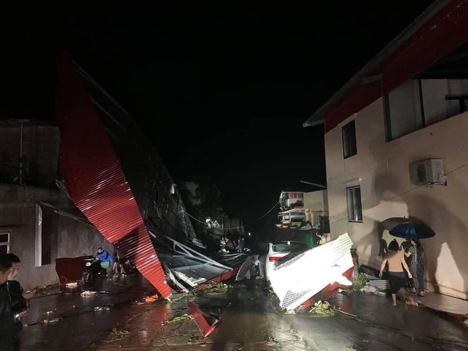 Houses have their roofs blown away in Yen Bai Province, Vietnam, March 2, 2020. Photo: yenbaitv.org.vn