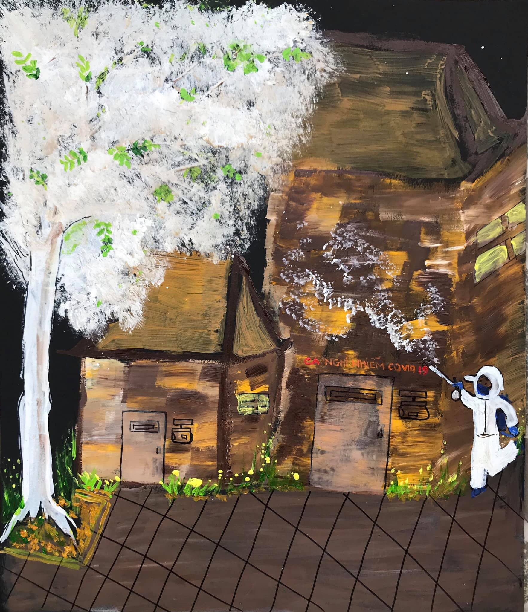 ‘Spraying disinfectant’ by nine-year-old Nguyen Ha Minh Anh.