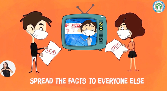 A screenshot of the English music video for Vietnam’s ‘Ghen Co Vy’ COVID-19 PSA song.