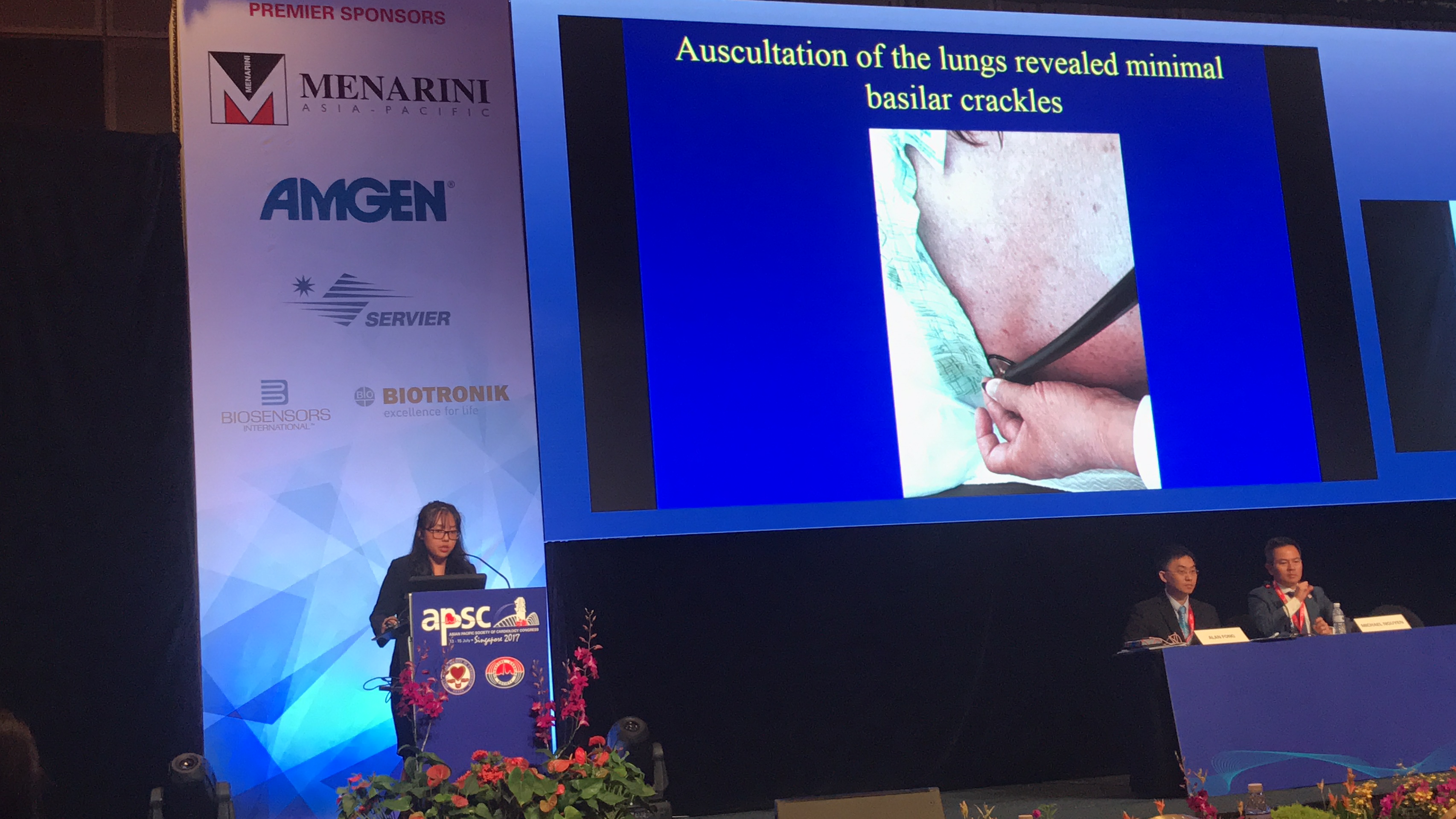 Nguyen Le Hieu Hanh, a fourth-year medical student at the School of Medicine, Tan Tao University, presents at a cardiology seminar in Singapore.