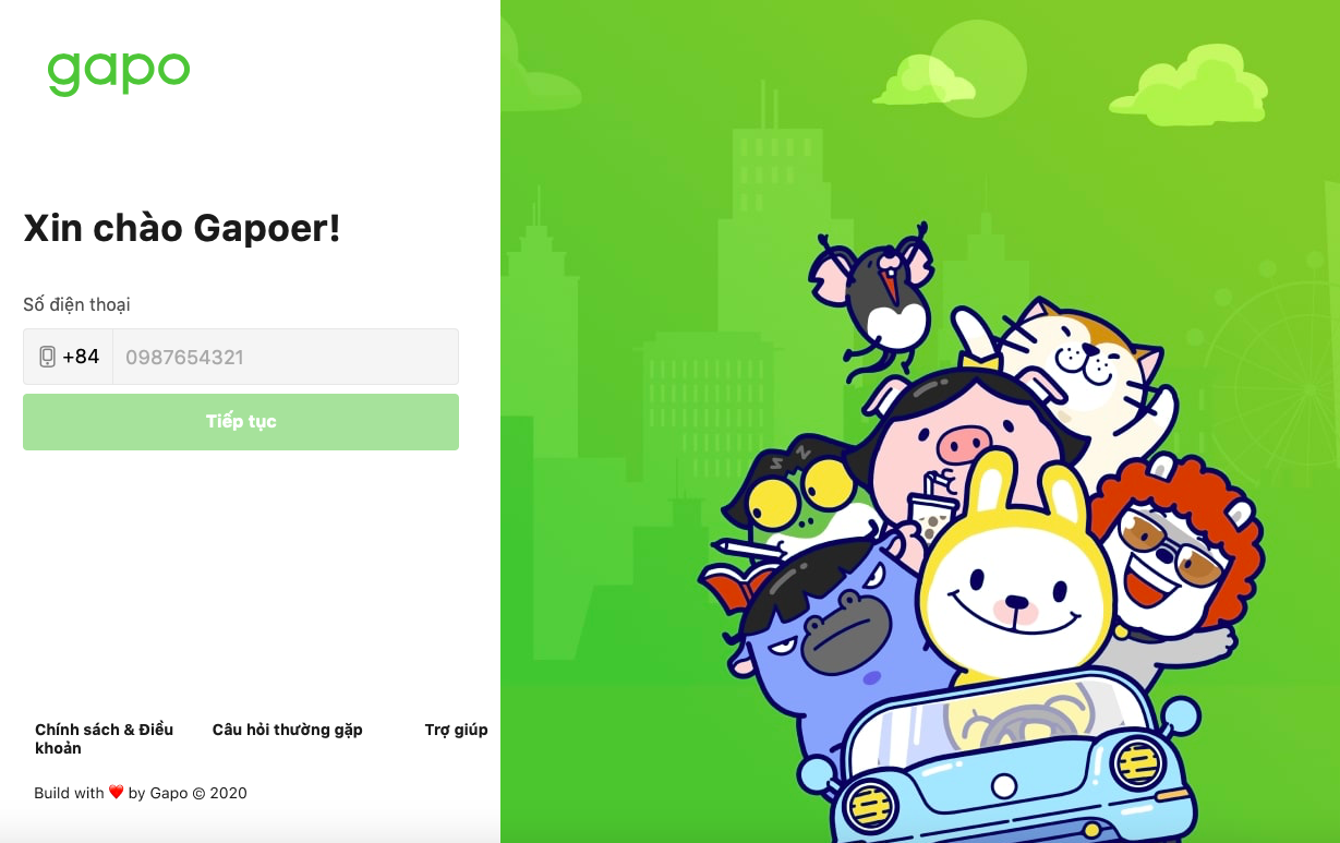The login screen of GAPO, a Vietnamese social media network. Photo: Duc Khiem / Tuoi Tre