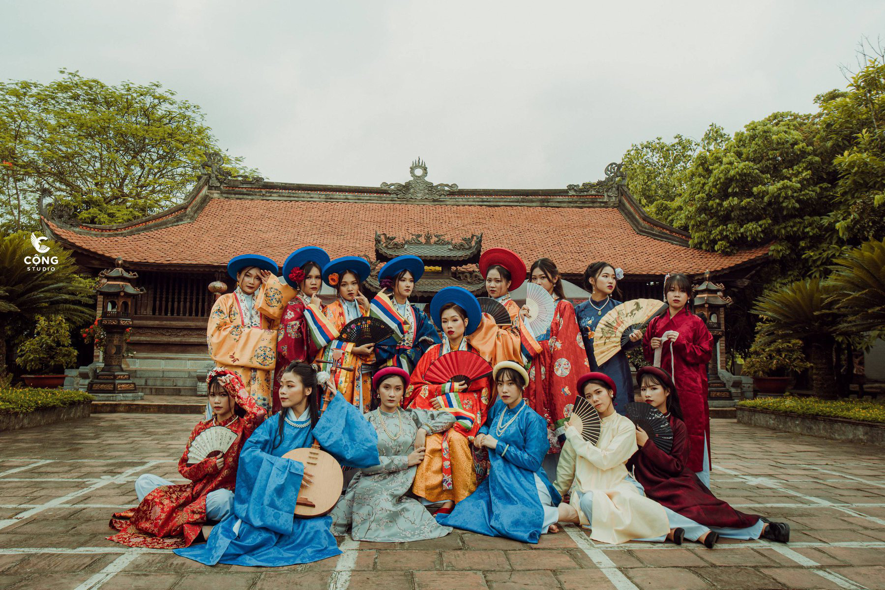 A group of female students pose for a photo in the yard at Tran Temple in Nam Dinh Province, Vietnam in this supplied yearbook photo.