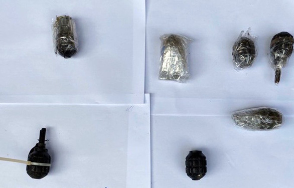 Grenades seized from a group of residents who attacked law enforcement officers in Dong Tam Commune, My Duc District, Hanoi on January 9, 2020 are seen in a supplied photo.