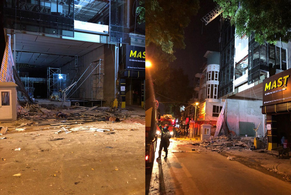 The scene of a collapsed scaffold which killed four construction workers in Hanoi, Vietnam, July 30, 2020. Photo: Tuoi Tre Contributor