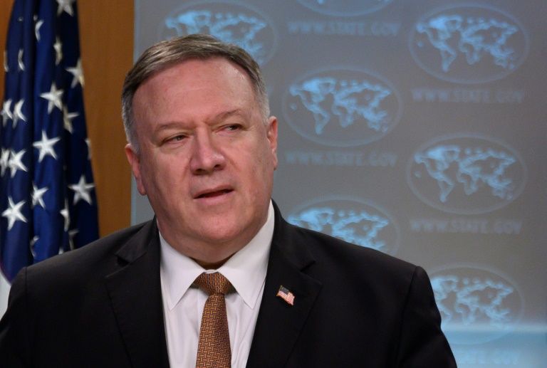 US Secretary of State Mike Pompeo speaks at a press briefing at the State Department in Washington, DC, on April 22, 2020. Photo: AFP