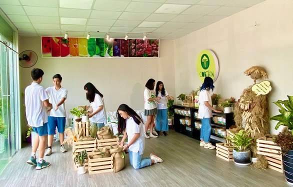 This supplied photo shows a group of seven Vietnamese high school students who won the first prize at the 2020 Students for the Advancement of Global Entrepreneurship (SAGE) World Cup.